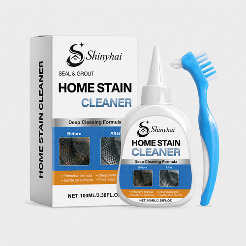 Home Stain Cleaner Gel Kit with Scrub Brush – Removes Stubborn Grout, Tile, Sink & Bathroom Stains