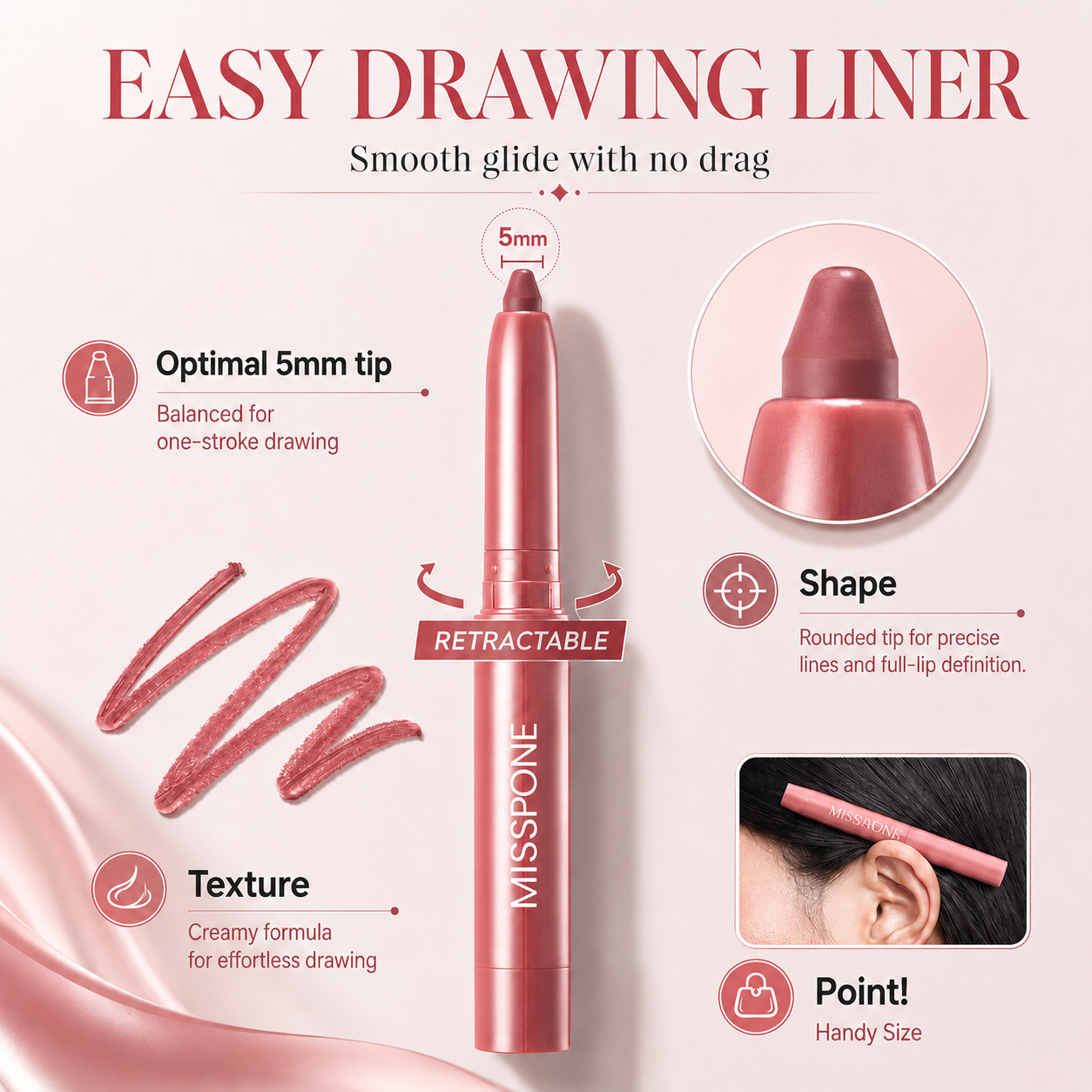 Last Day Buy 1 Get 1 Free Easy Glide Lip Liner — Creamy, Blendable Color with Smooth Application, Summervibes